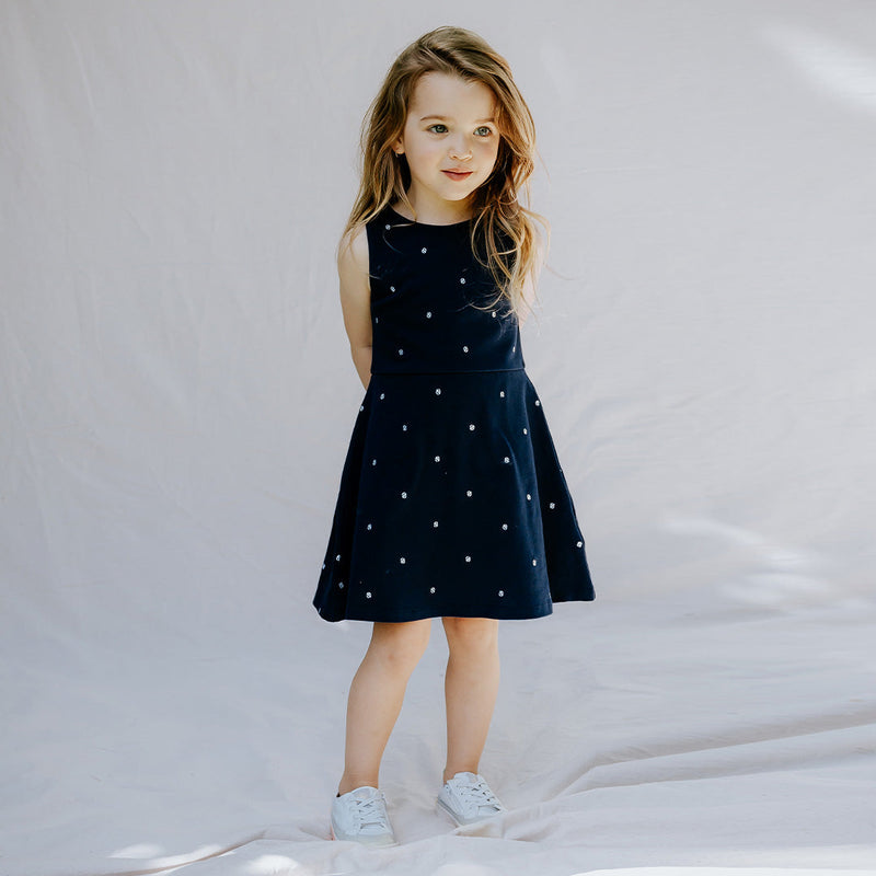 Embroidered Dress Sports Blues Pique Dress