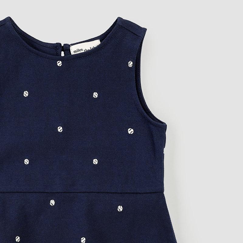 Embroidered Dress Sports Blues Pique Dress