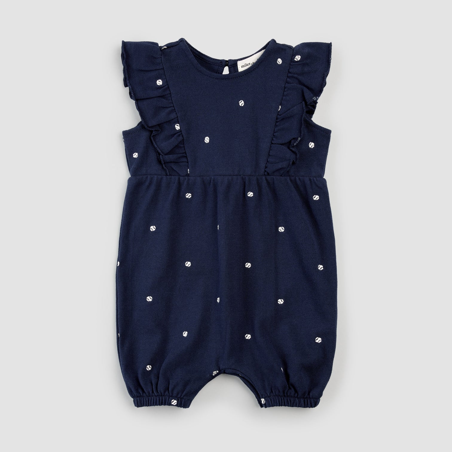 Embroidered Sports Dress Blues Girl's Romper