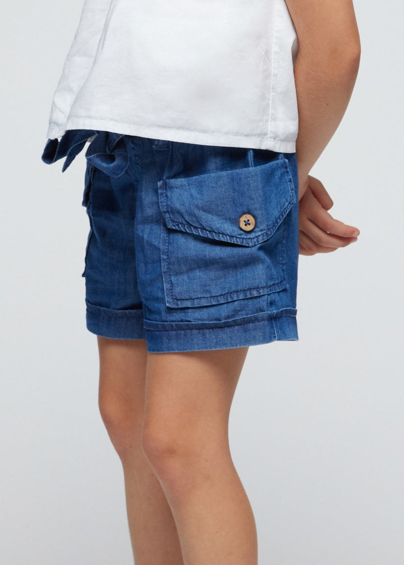 Paperbag Shorts - Blue Denim