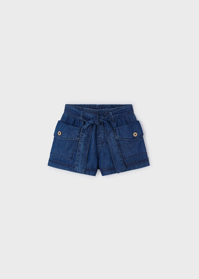 Paperbag Shorts - Blue Denim