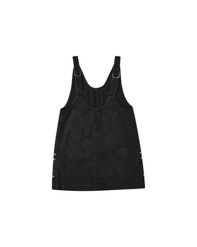 V-Neck Overall Dress || Washed Black