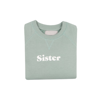 Sage 'Sister' Sweatshirt-Wee Bee Baby Boutique