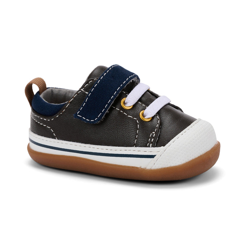 Stevie First Walkers - Brown Leather/Blue