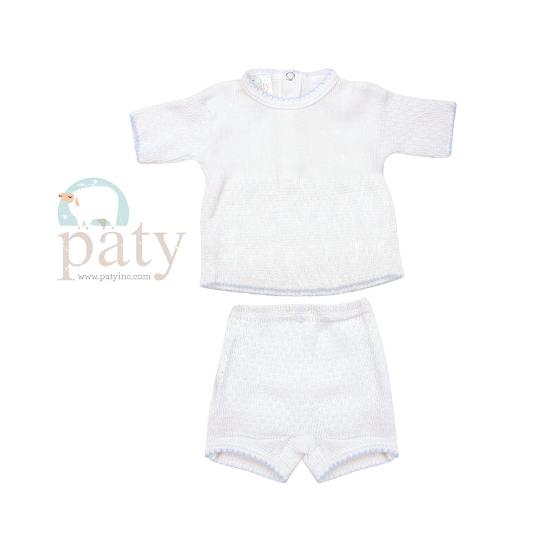 2-Piece Knit Short Set - Blue