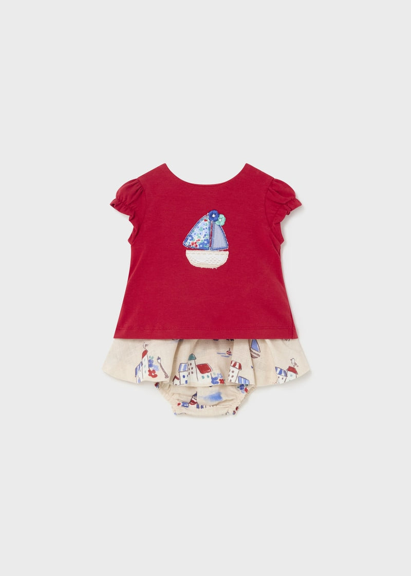 2-Piece Set Printed Skirt with Top - Red Coastal (4-6 Mo)