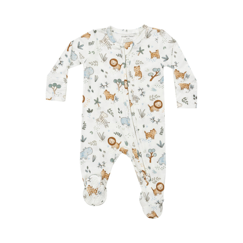 2 Way Zipper Footie- Delicate Safari