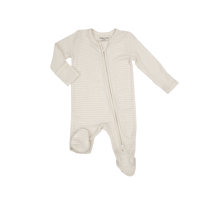 2-Way Zipper Footie - Dreamtime Khaki Stripe
