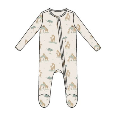 2 Way Zipper Footie - Giraffe Families