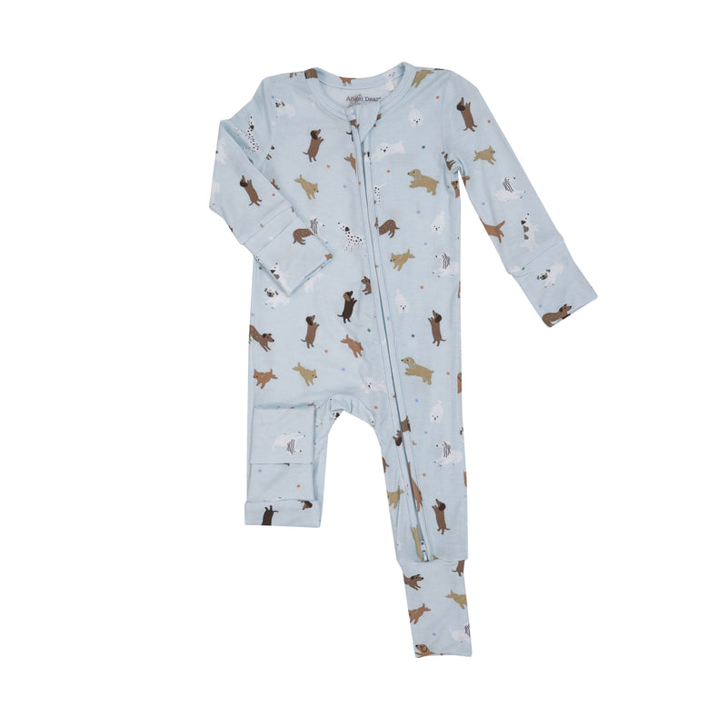 2-Way Zipper Romper - Doggies