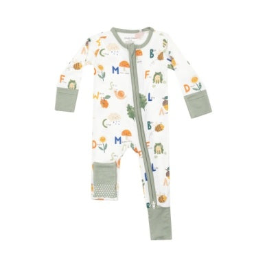 2 Way Zipper Romper - Nature ABC&