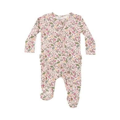 2 Way Zipper Ruffle Back Footie - Acorn Floral