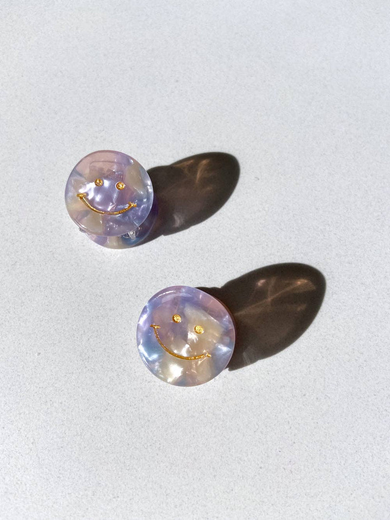 2pc Smiley Face Mini Claw Clip Set | Eco-Friendly - Lilac