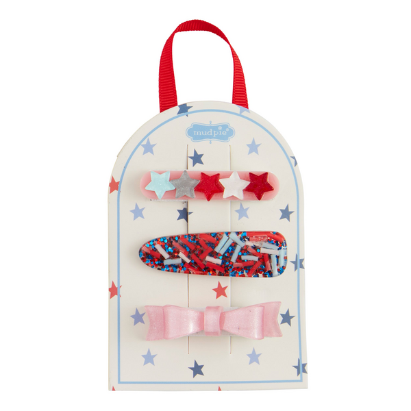 4th of July Bow Hair Clips - Stars