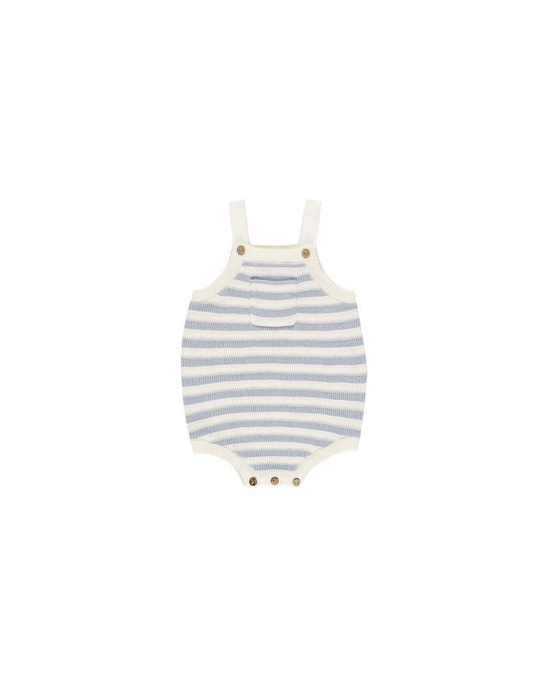 Ashton Knit Romper || Blue Stripe (12-18Mo, 18-24 Mo)