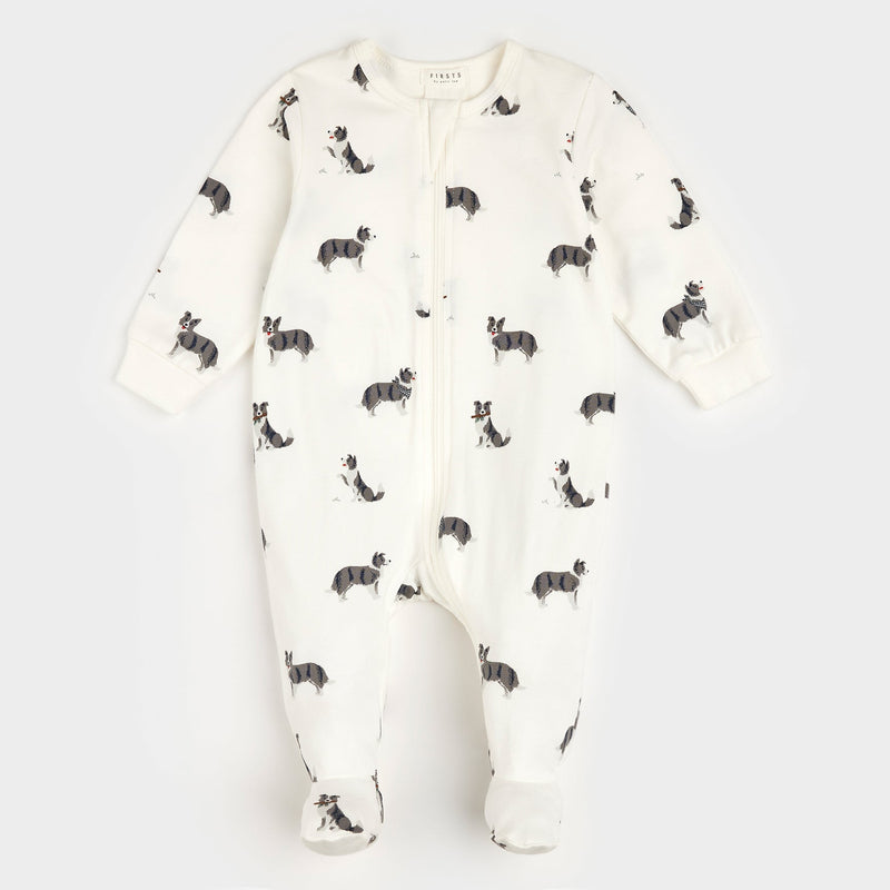 Australian Shepherd Print on Off-White Sleeper (9 Mo)