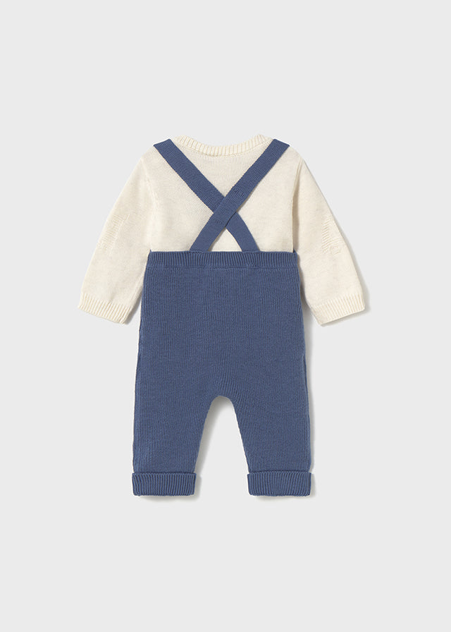 Baby 2-Piece Knit Dungaree and Shirt Set - Arctic Blue