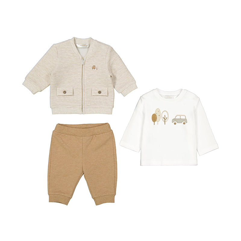 Baby 3-Piece Tracksuit - Toffee Car