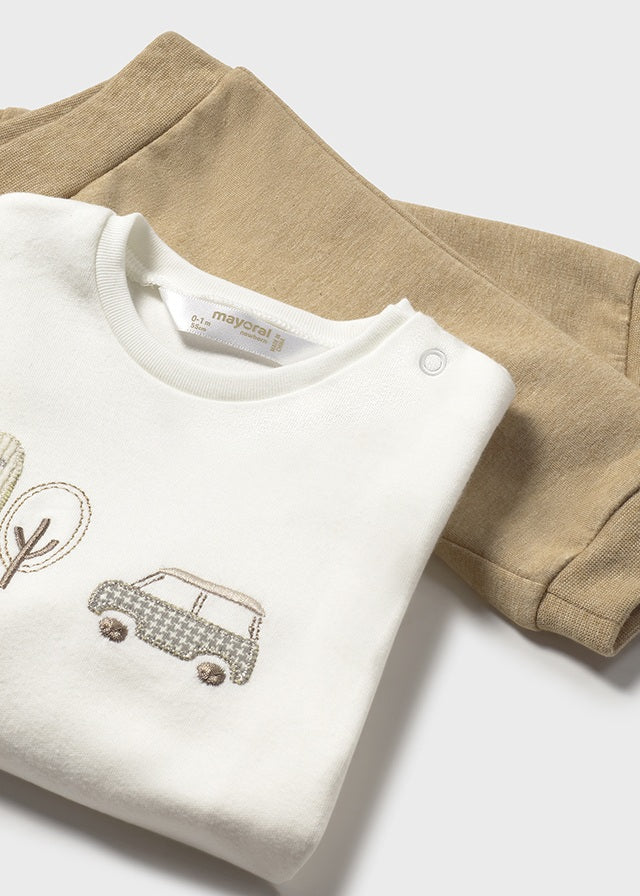 Baby 3-Piece Tracksuit - Toffee Car