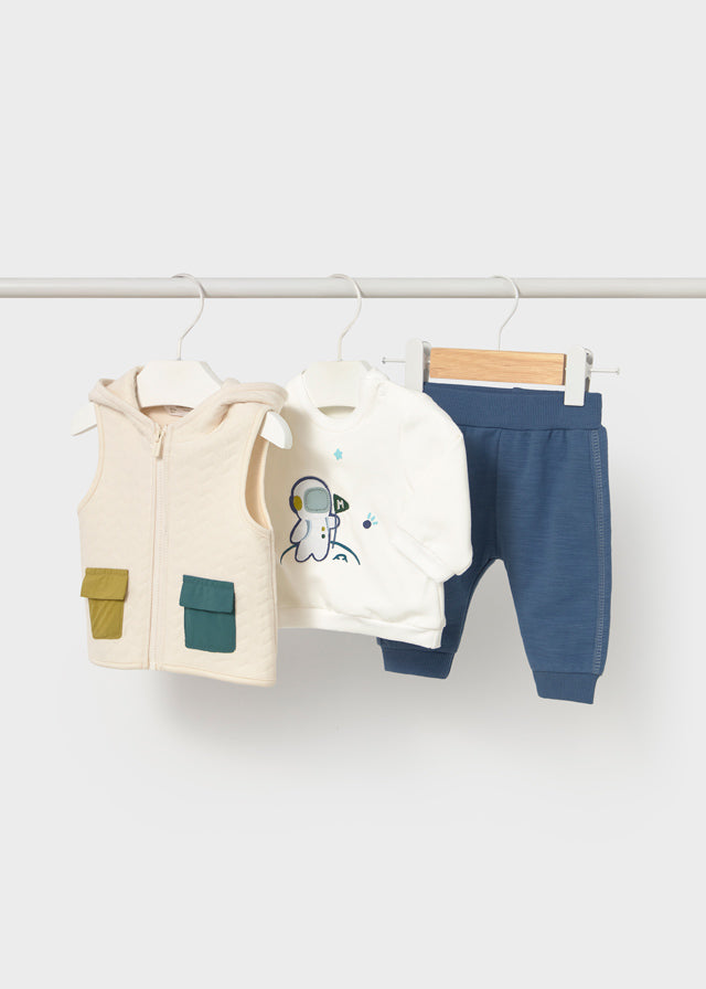 Baby 3-Piece Vest and Sweatset - Space
