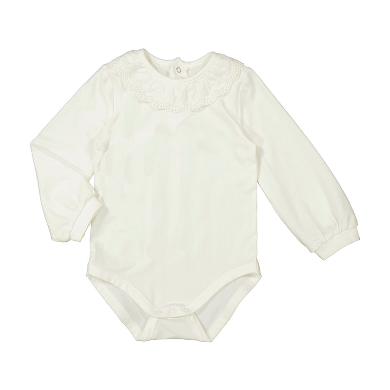 Baby Bodysuit Ruffled Collar - Natural