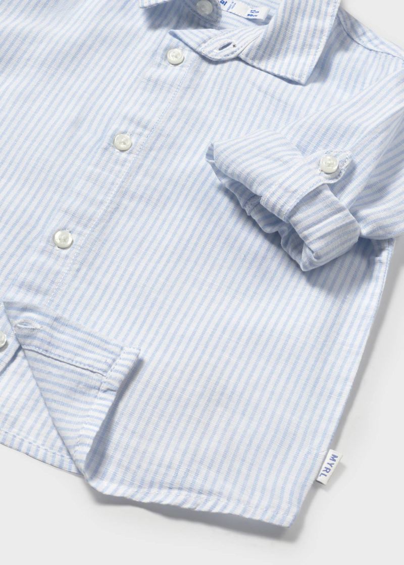 Baby + Boy Long-Sleeve Linen Shirt - Light Blue (18Mo, 4Y)