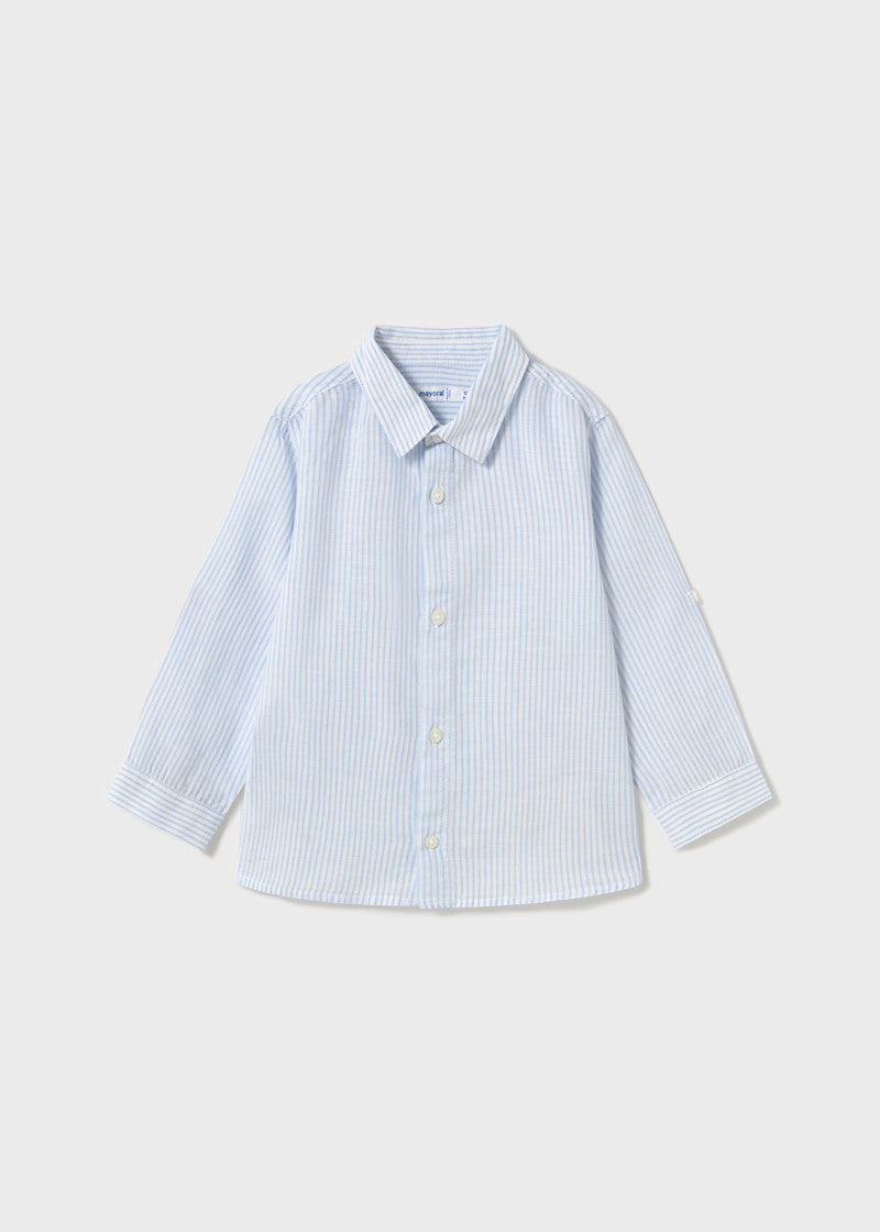 Baby + Boy Long-Sleeve Linen Shirt - Light Blue (18Mo, 4Y)
