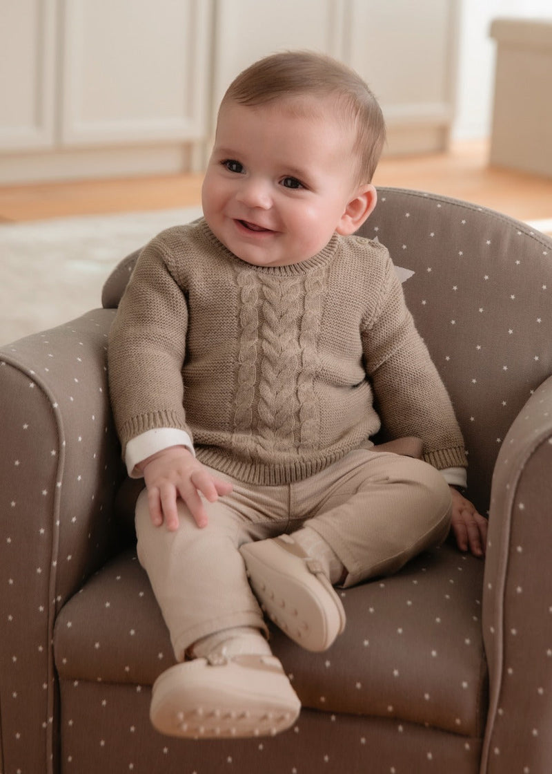 Baby Braided Sweater - Tiramisu