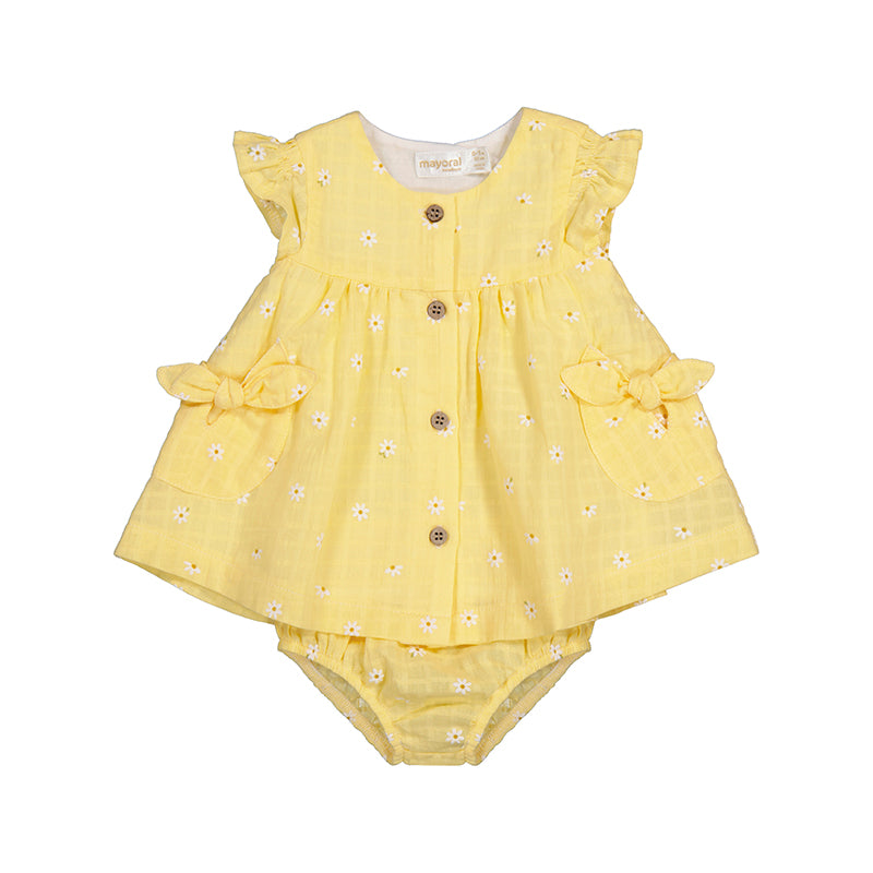 Baby Button Dress with Bloomers - Sunny Daisies