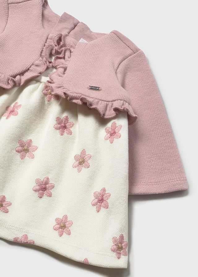 Baby Dress with Faux Cardigan - Petal Flowers