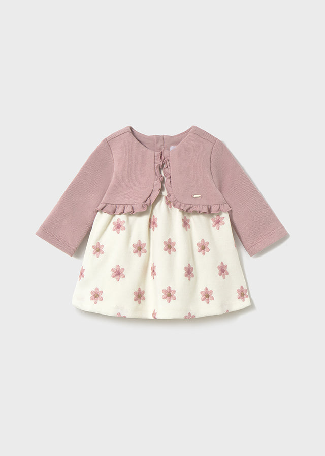 Baby Dress with Faux Cardigan - Petal Flowers