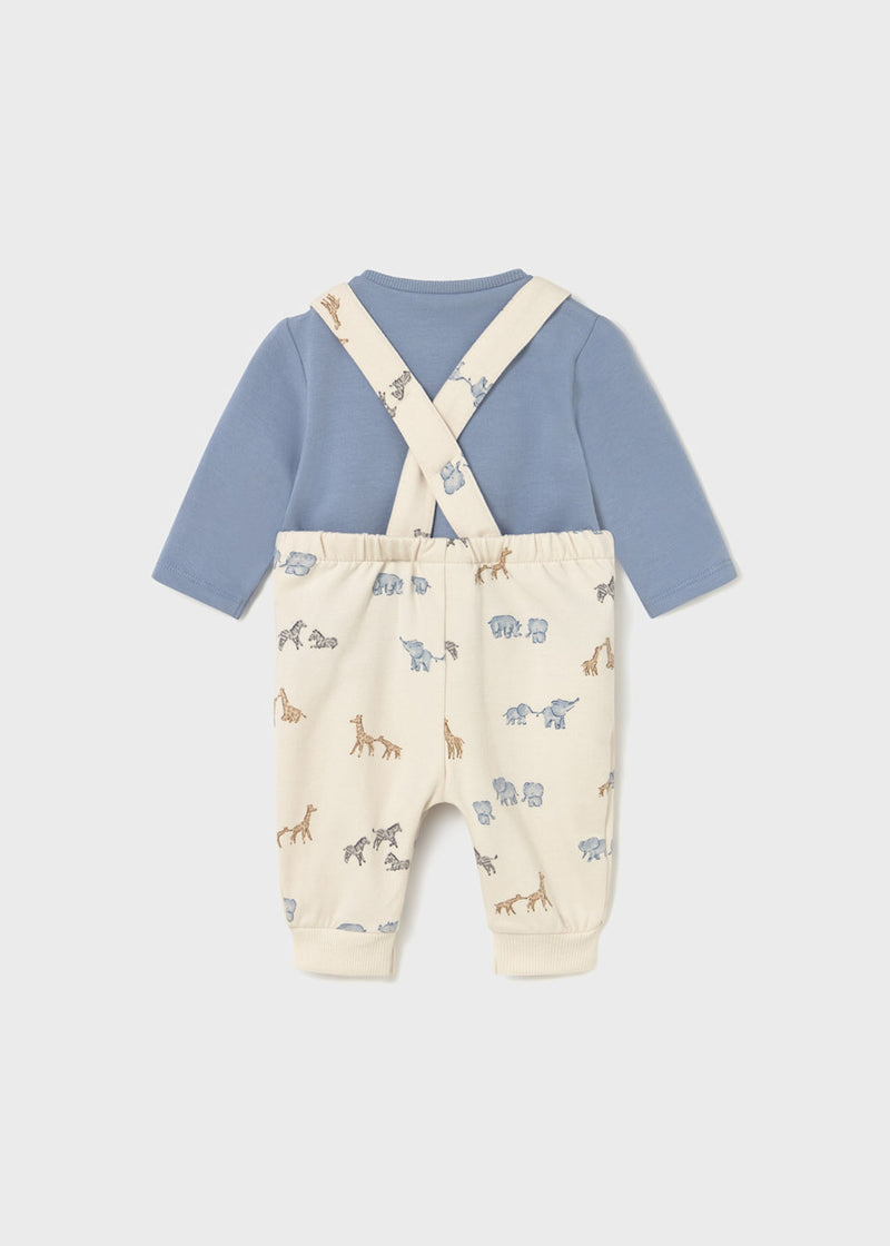 Baby Dungaree and Shirt Set - Blue Animals