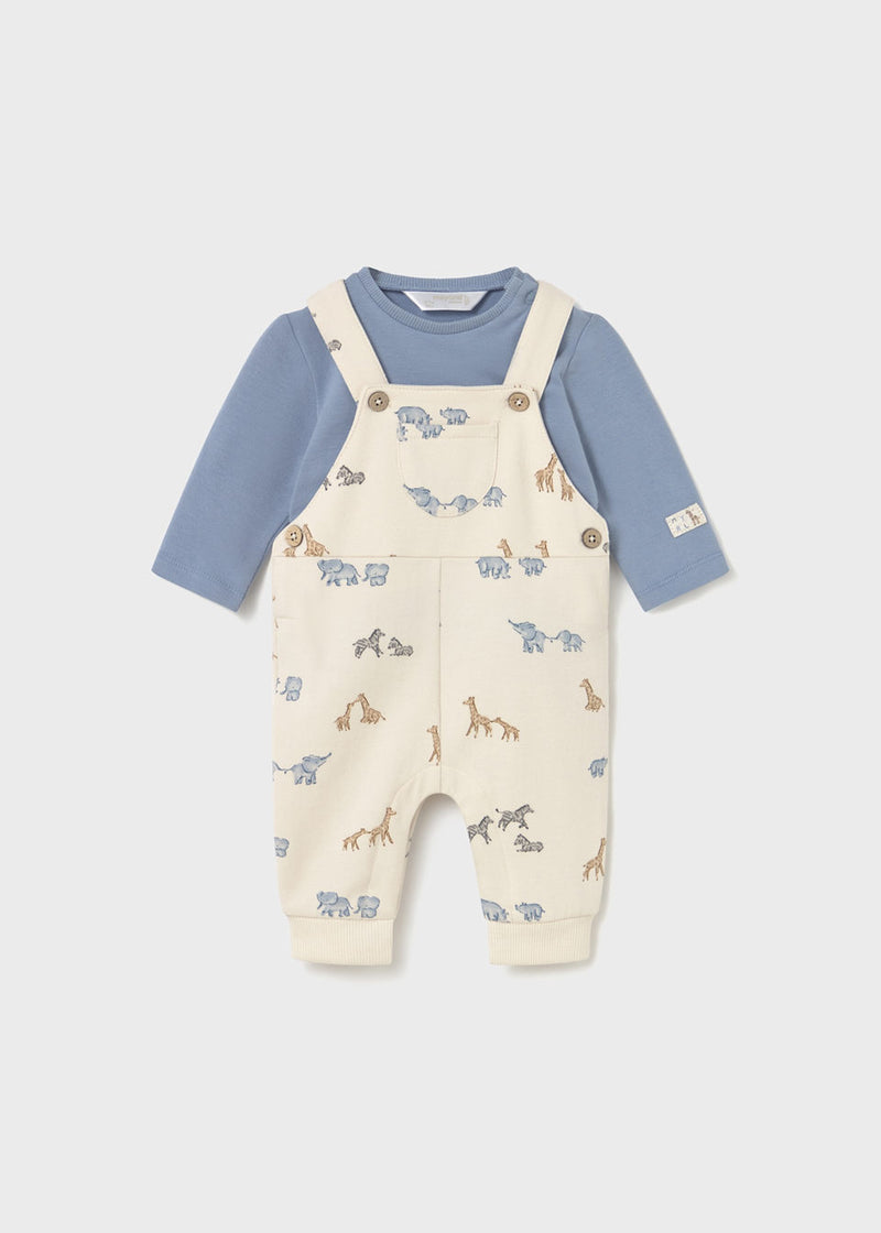 Baby Dungaree and Shirt Set - Blue Animals