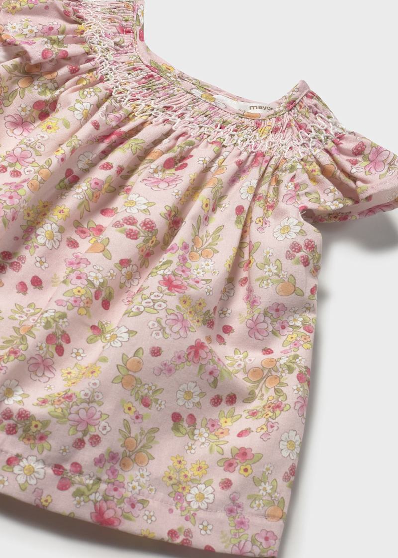 Baby Floral Dress with Bloomers - Baby Pink