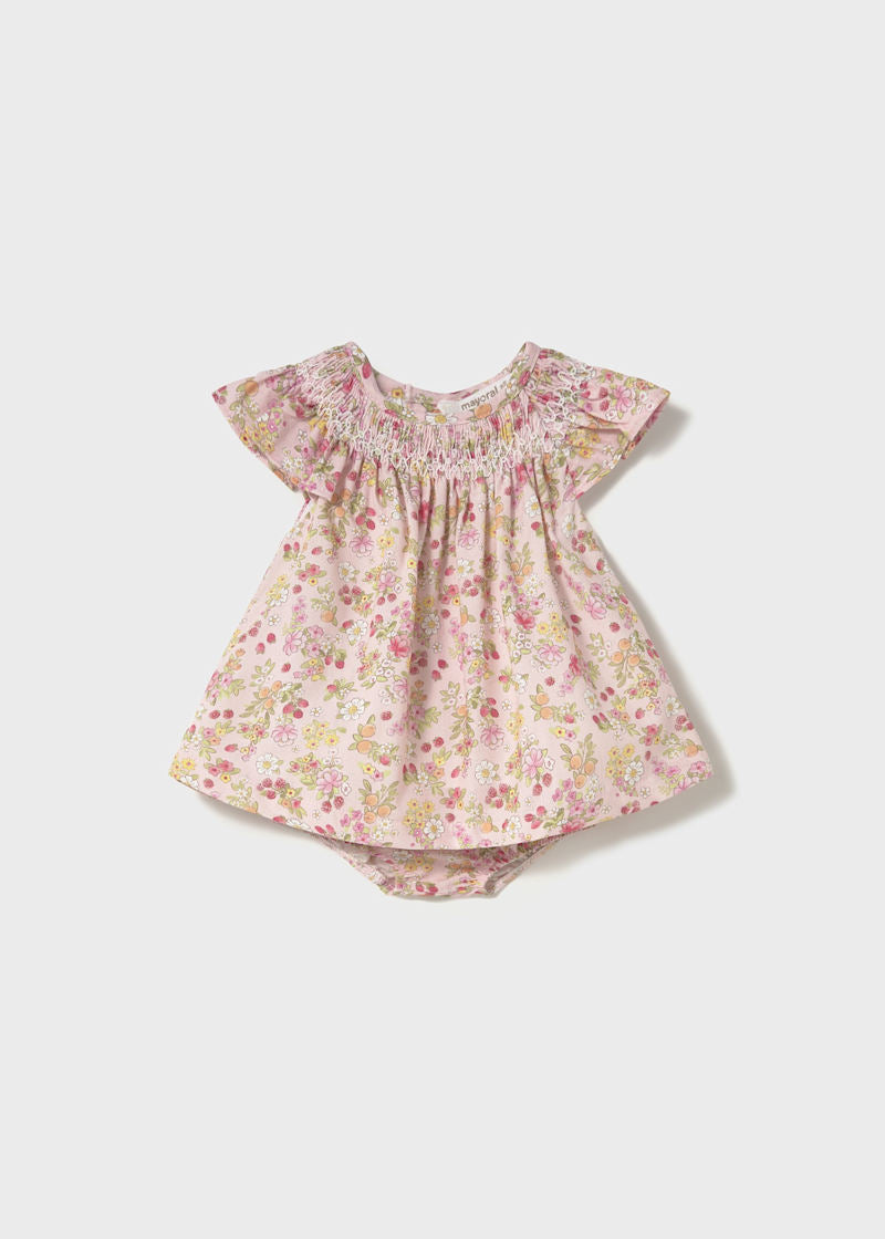 Baby Floral Dress with Bloomers - Baby Pink