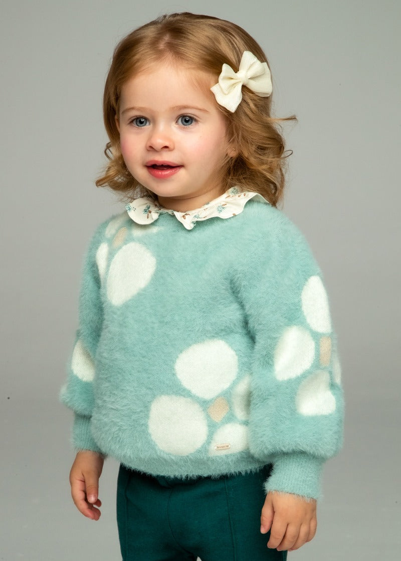 Baby Flower Jacquard Sweater - Jade