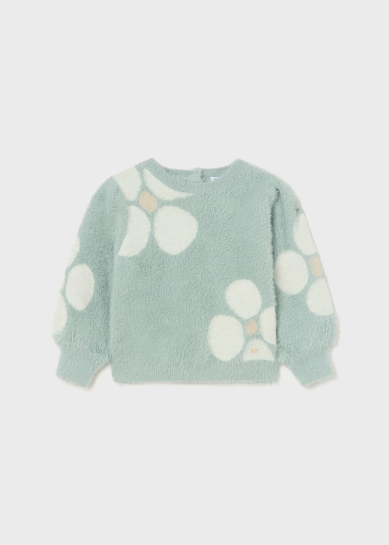 Baby Flower Jacquard Sweater - Jade