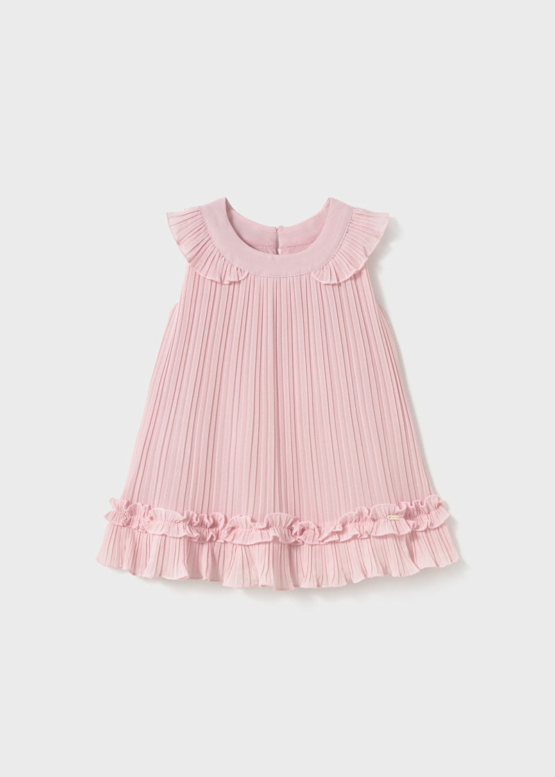 Baby + Girl Pleated Chiffon Dress - Rose Pink