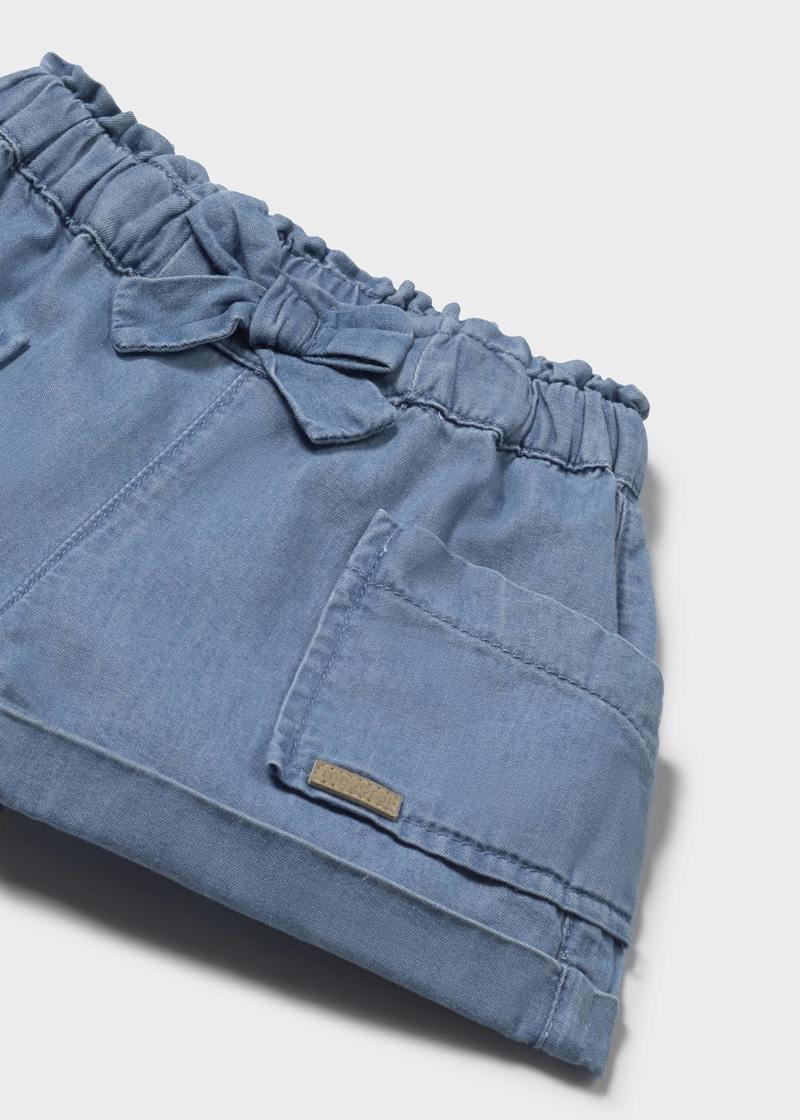 Baby + Girl Shorts with Bow - Light Denim