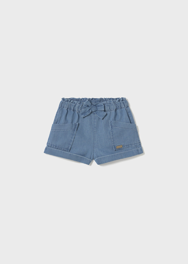 Baby + Girl Shorts with Bow - Light Denim