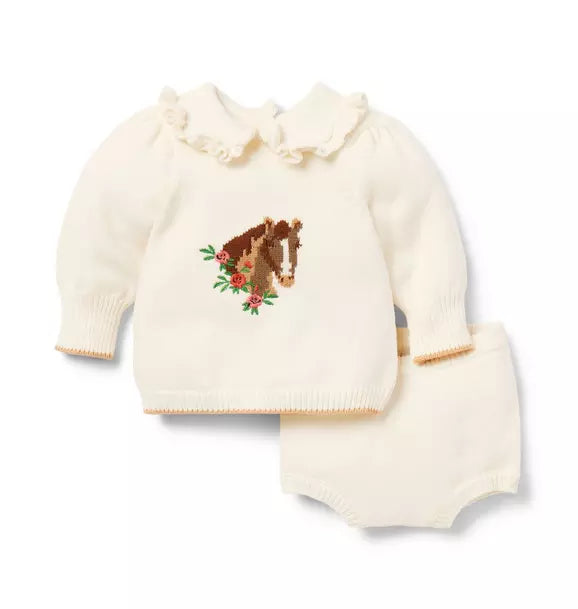 Baby Horse Matching Sweater Set (3-6 Mo, 18-24 Mo)