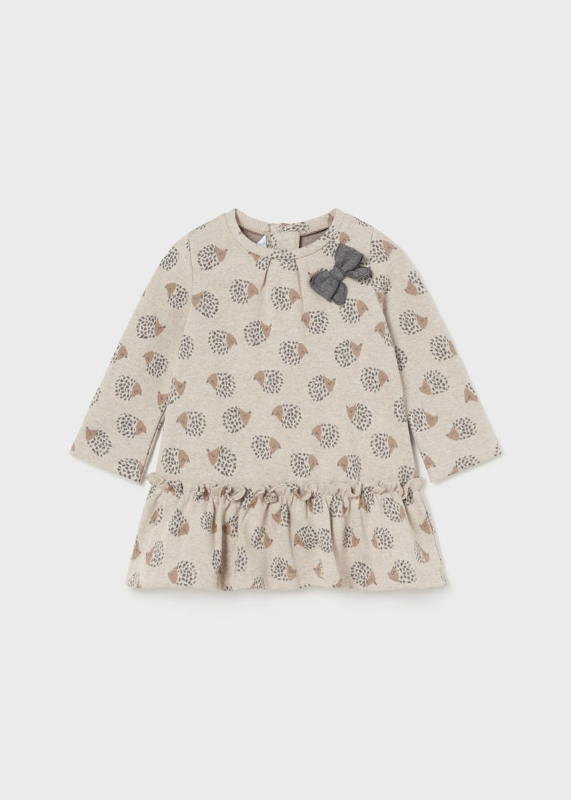 Baby Jacquard Dress - Biscuit Hedgehogs