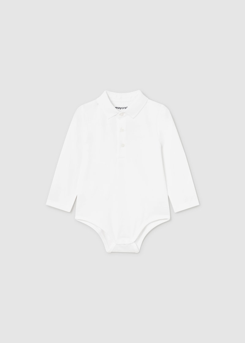 Baby Polo Bodysuit - White