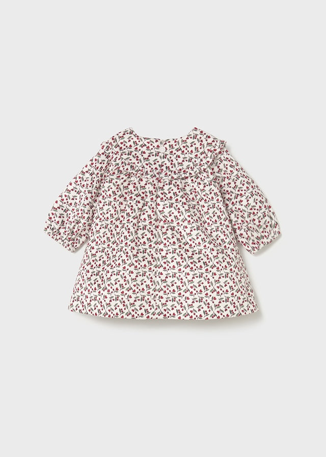 Baby Printed Velvet Dress - Cherry