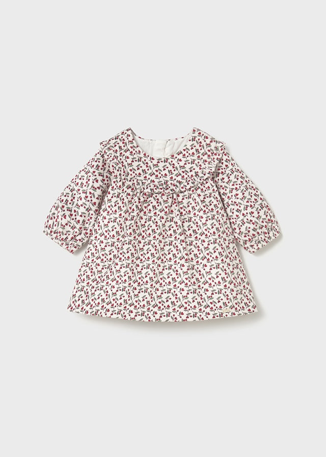 Baby Printed Velvet Dress - Cherry