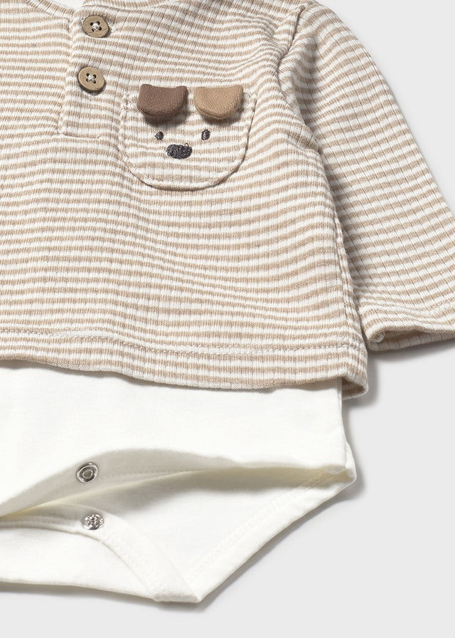 Baby Striped Bodysuit - Puppy Dog Pocket