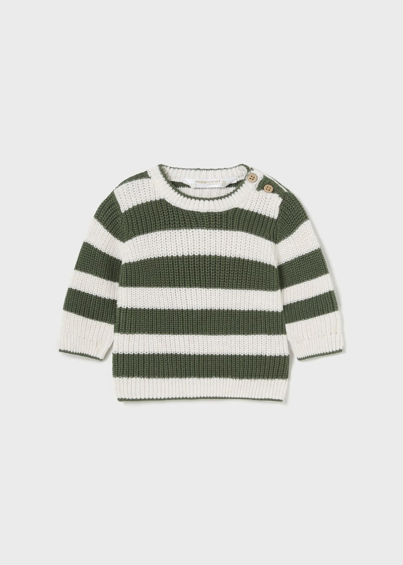 Baby Striped Sweater - Forest Green (0-1 Mo)