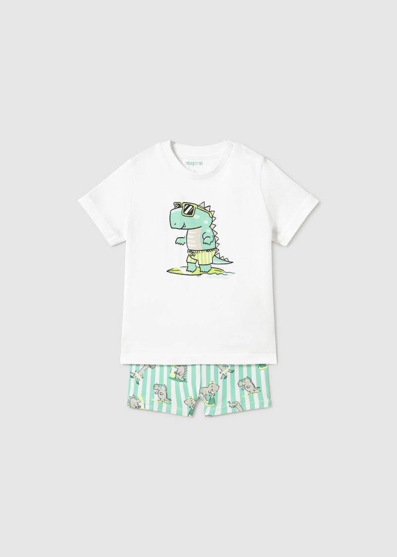 Baby Swim Trunks and T-Shirt with Sun Protection - Dinosaurs (18Mo)