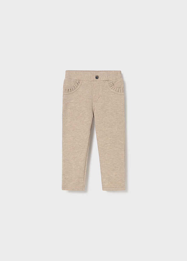 Baby + Toddler Fleece Ruffle Pocket Pants - Heather Toffee
