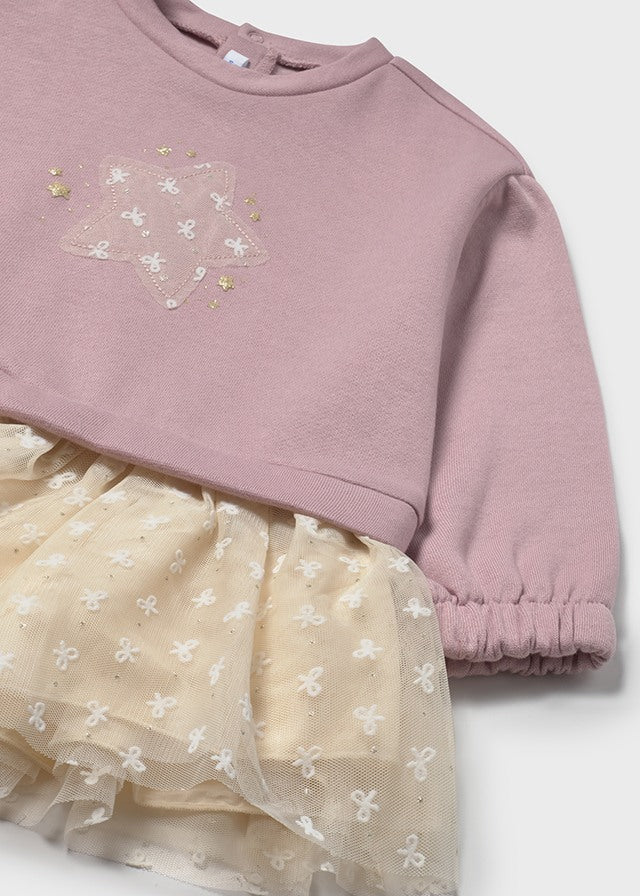 Baby + Toddler Star Applique Tulle Dress - Quartz Pink